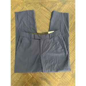 Calvin Klein Navy Blue Boys Flat Front Slim Fit Dress Pants Size 14 Husky